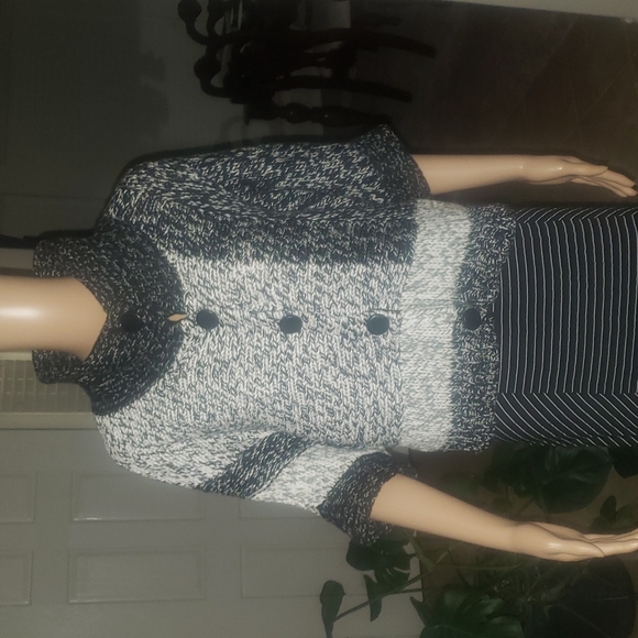 Kenneth Cole L shortsleeve colorblock chunky sweater marled/ heathered - Picture 5 of 8